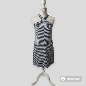 Kaari Blue Black & White Halter Dress size small